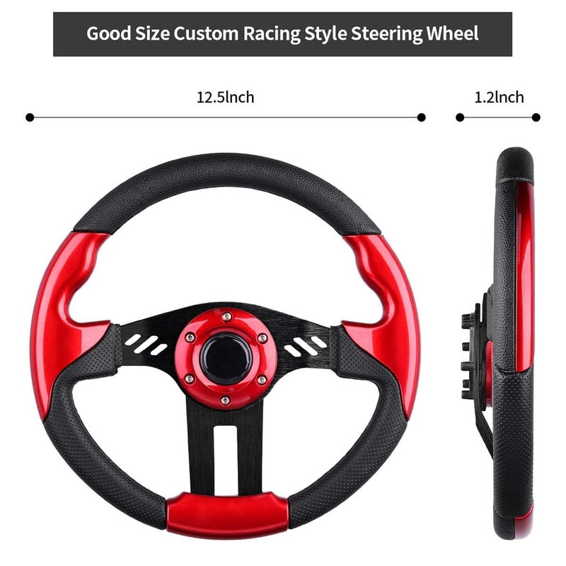 LEAPGOMAX Golf Cart Steering Wheel with Premium Grip Leather fit EZGO TXT/RXV, Club Car DS/Precedent/Tempo/Onward, Yamaha G1-G29 Golf Carts, Universal Golf Cart Steering Wheel with Ergonomic Design - Image 2